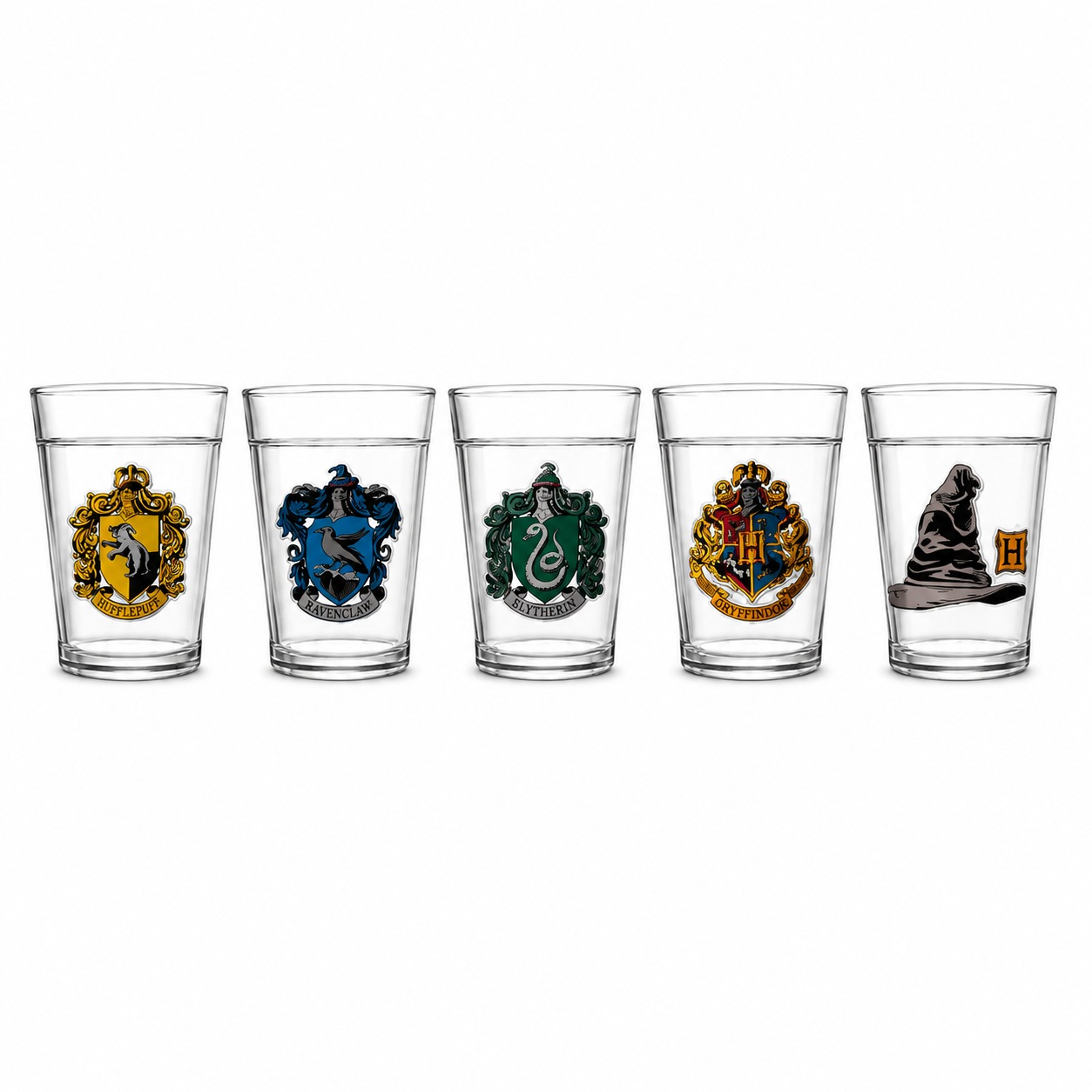 Jogo de Copos Harry Potter Casas Hogwarts – Kit com 5 Peças 190ml