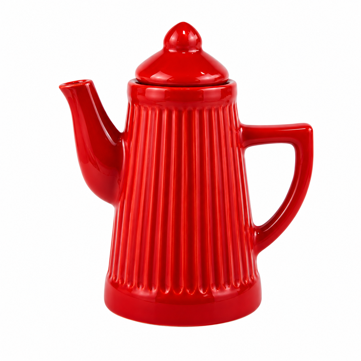 Bule Vermelho Retrô em Cerâmica