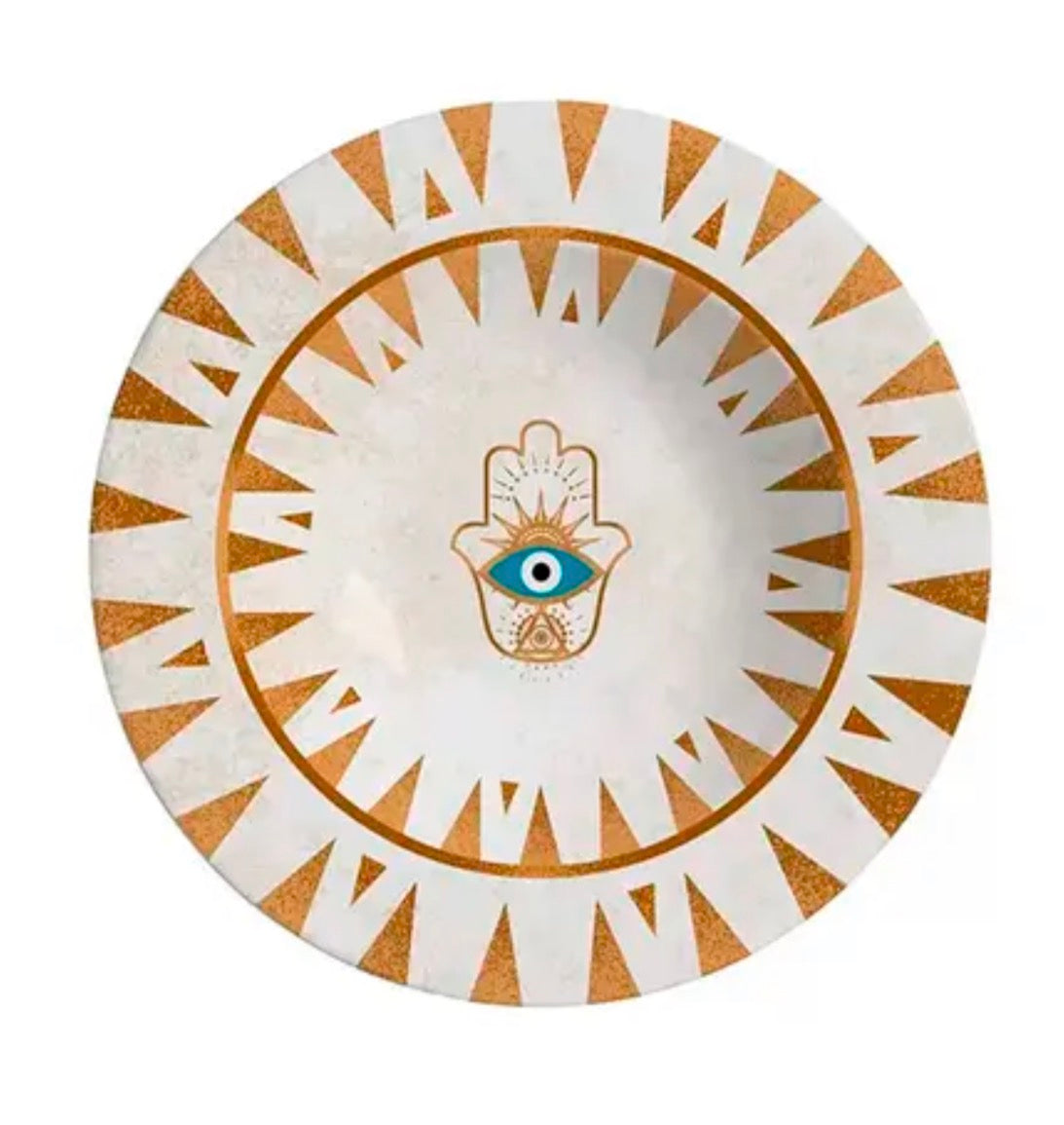 Prato Decorativo Olho Grego com Detalhes Dourados
