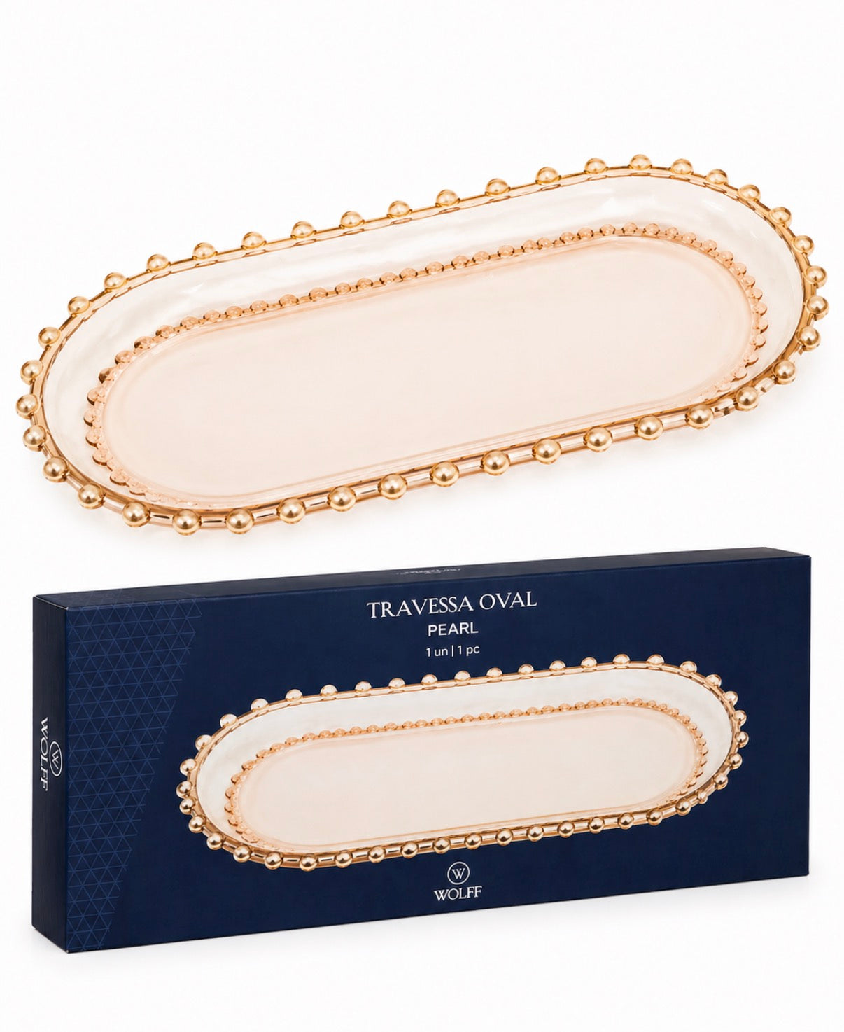 Travessa Oval de Vidro com Borda em Esferas – Elegante e Sofisticada