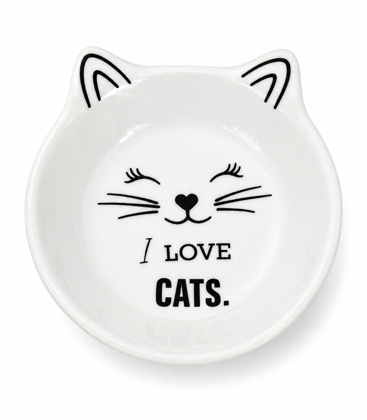 Comedouro para Gato em Cerâmica – Pratinho Gatinho “I Love Cats”