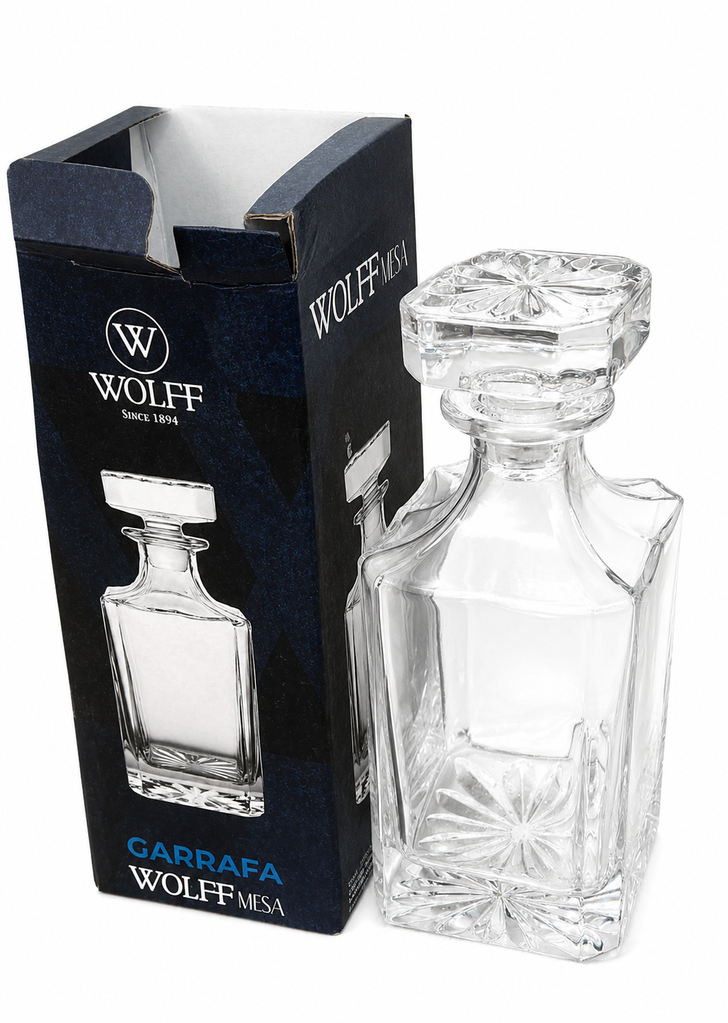 Garrafa de Cristal Wolff Mesa com Tampa – Elegância para Whisky e Bebidas | Design Sofisticado
