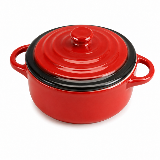 Mini Caçarola Decorativa Vermelha com Tampa – Cerâmica