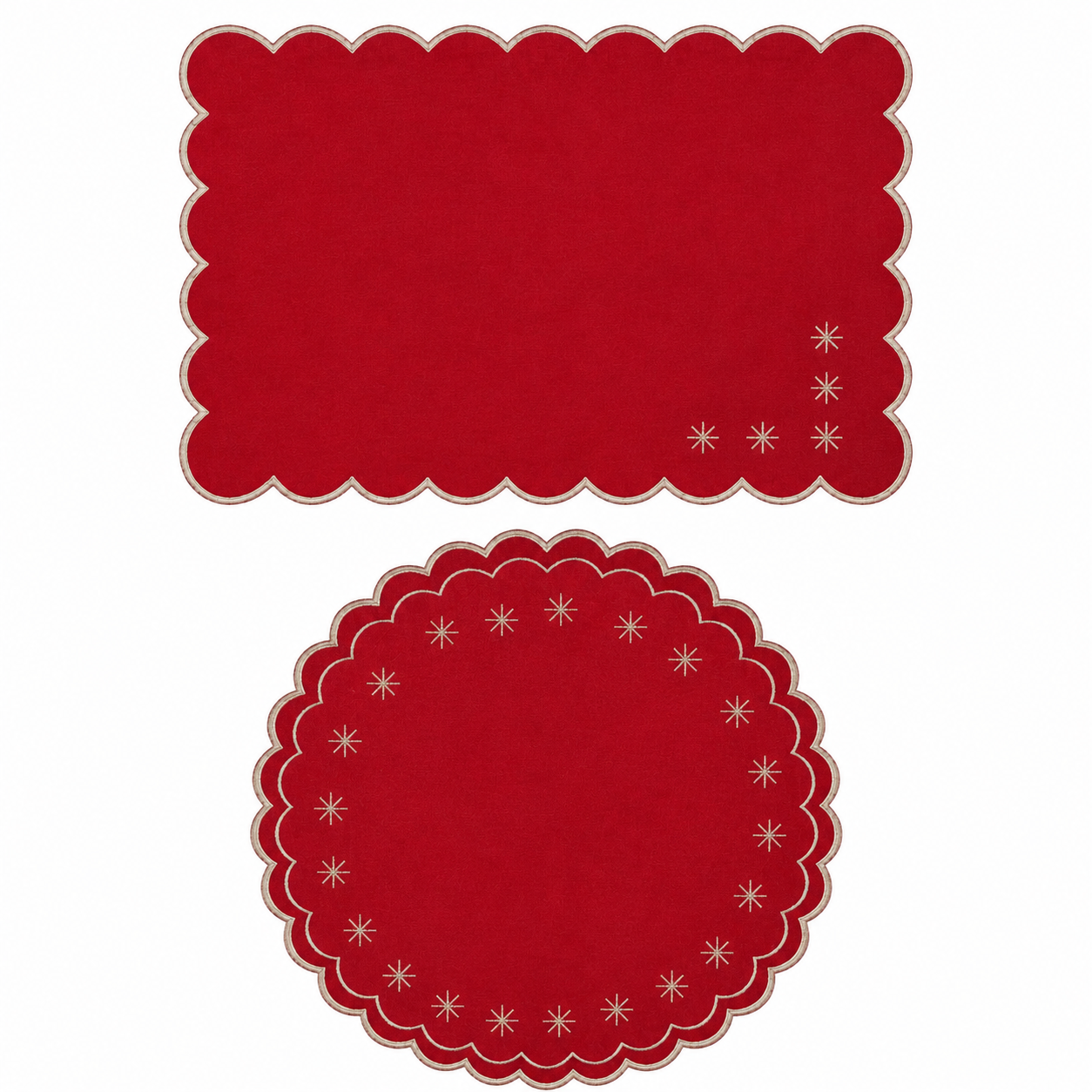 Lugar Americano Vermelho Bordado Estrela – Mesa Posta Natalina Elegante