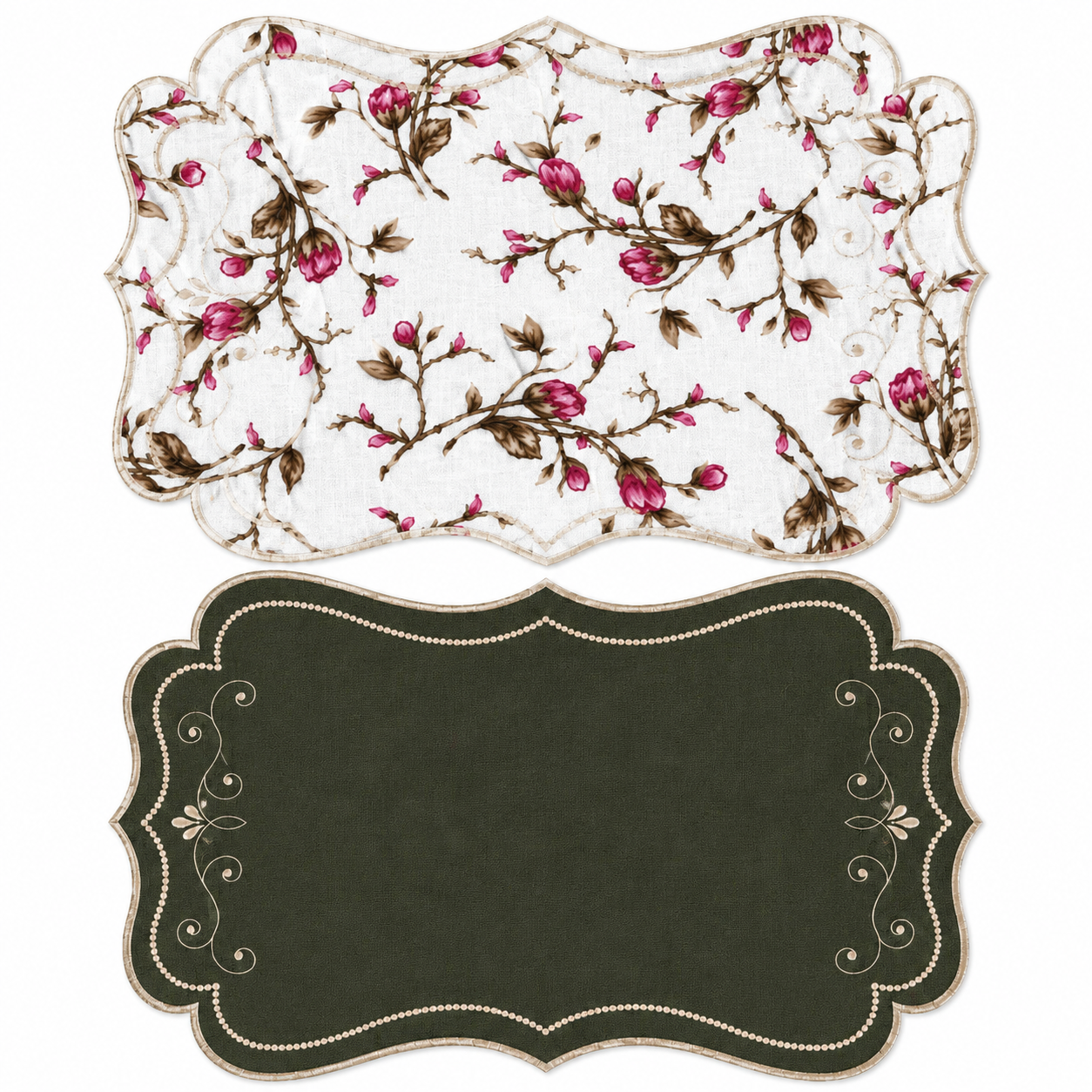 Lugar Americano Dupla Face Floral e Verde Elegance