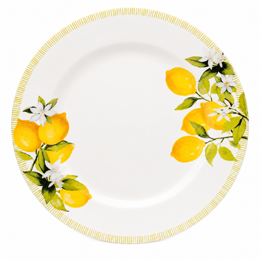 Prato Raso Decorado Siciliano – Estampa Limões 24cm