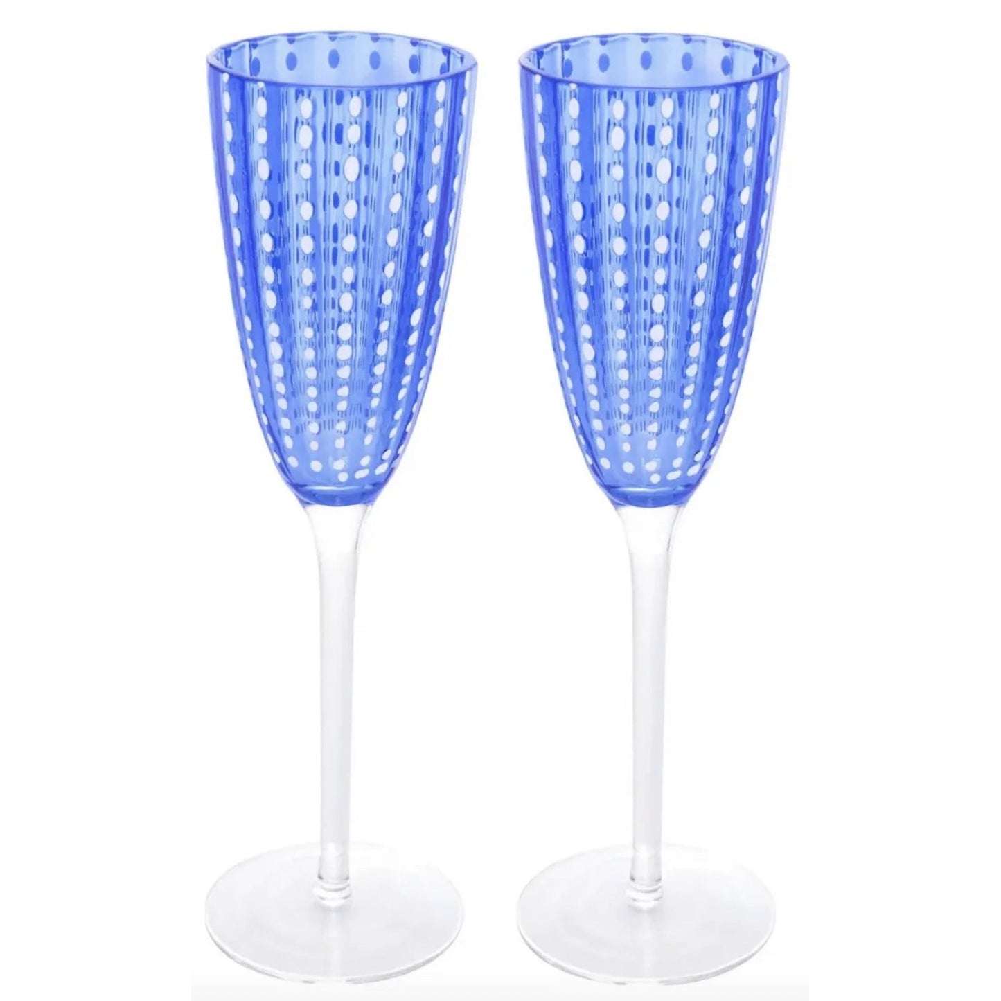 2 Taças Para Champanhe Wolff Orquídea De Vidro Azul 200ml