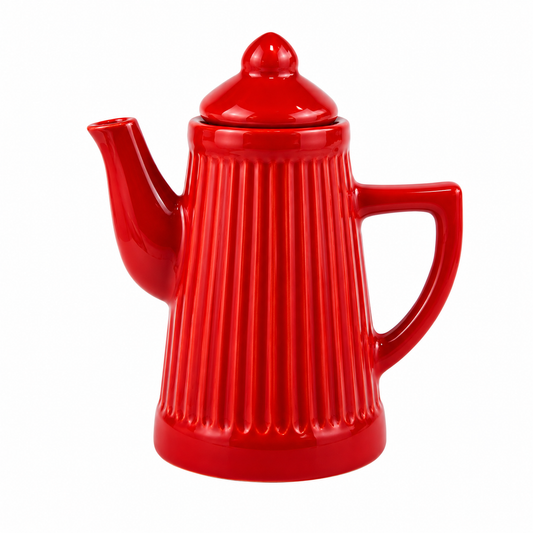 Bule Vermelho Retrô em Cerâmica