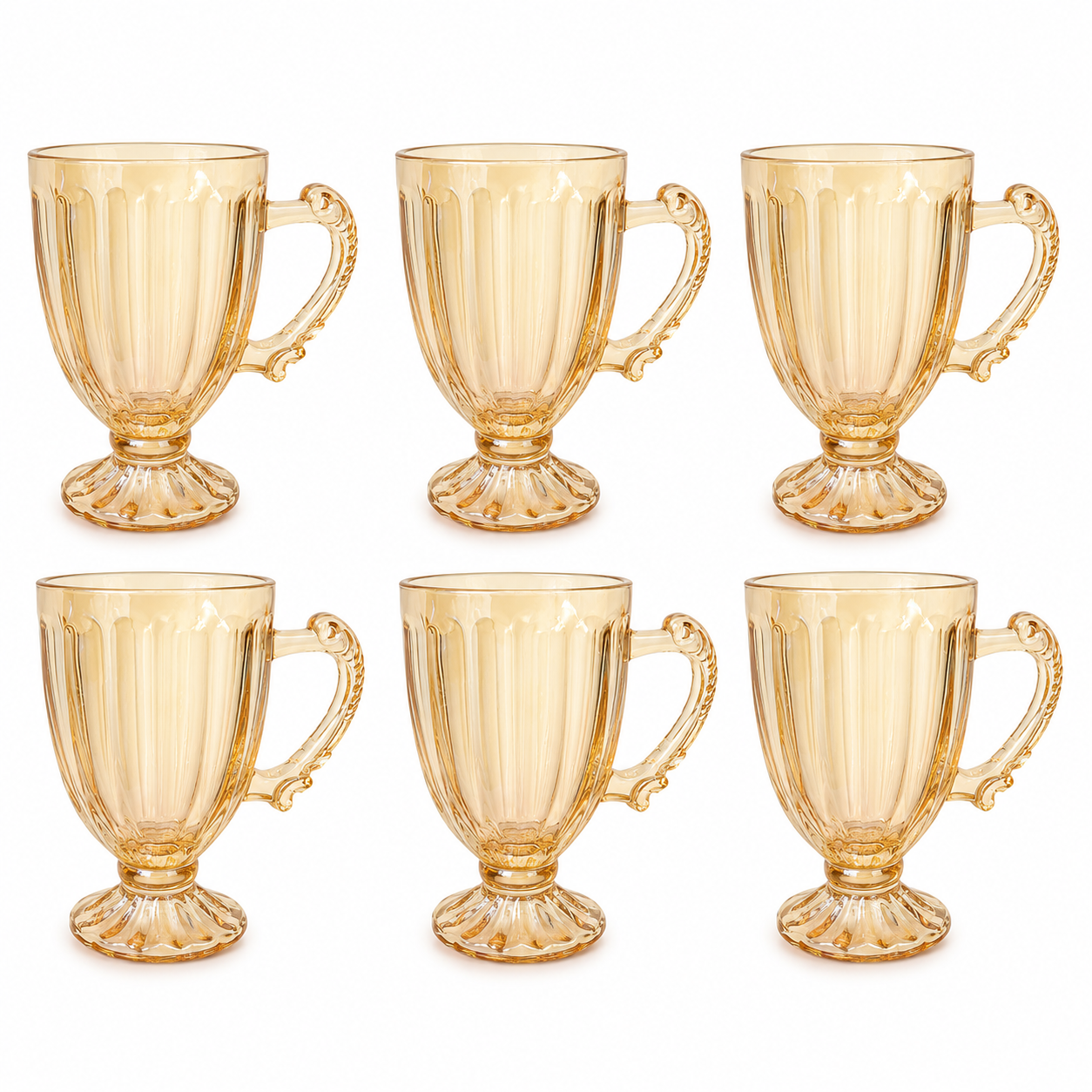 Jogo com 6 Xícaras de Vidro Âmbar com Pé – Elegância e Charme 90ml
