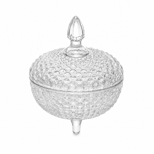 Bomboniere de Cristal com Pé e Tampa – Elegância para Decoração e Mesa Posta