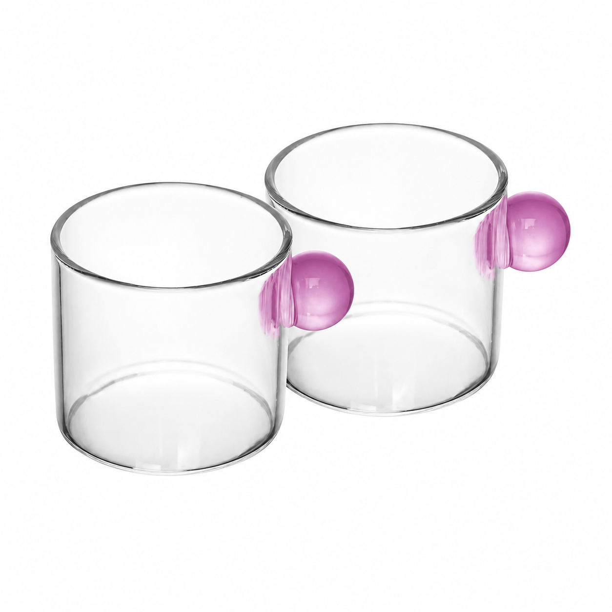 Jogo com 2 Xícaras de Vidro com Alça Bola Rosa